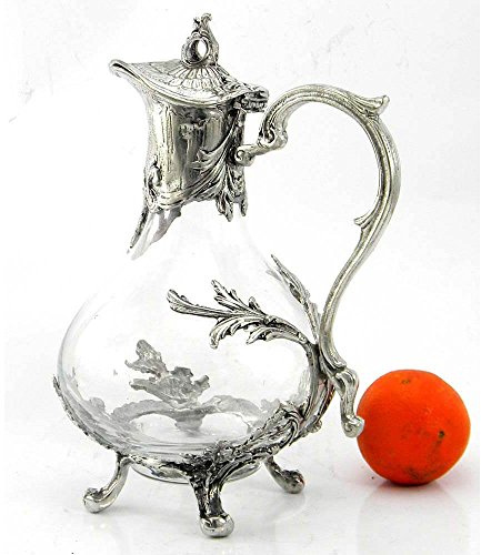 Cavagnini Jarra de cristal soplado y peltre estilo Liberty