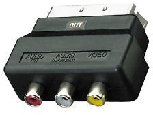 Adaptateur Péritel vers 2 RCA audio (mâle) + 1 RCA vidéo OUT