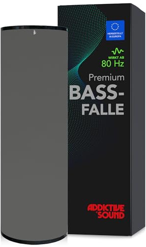 Addictive Sound Bassfalle Rund Premium 100 cm Bass Trap, Grau | Studio-Qualität, spezialisierte Akustikwolle 80-210 Hz, stapelbar, freistehend, Made in EU, 36 Monate Garantie