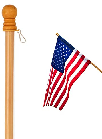 Anley 56 Pine Wooden House Flagpole - for Sleeve House Flags (28 x 40) - Wood Flag Pole with Tangle Free Design, Rotating Rings and Anti-Wrap Tube -Flag and Flagpole Holder NOT Included