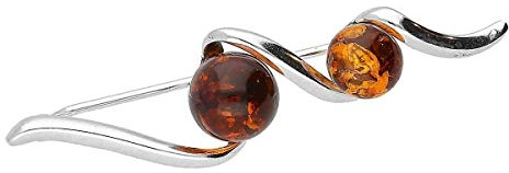 Designer Inspirations Boutique - Broche en Argent Sterling 925 avec Ambre Orange Cognac - Contempo/Victorien pour Femme - 5 Styles Différents