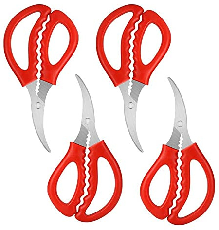 Calary 4Pcs Seafood Scissors Crab Scissors Seafood Shears Multifunctional Crab Leg Crackers and Tools
