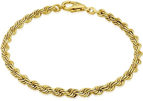 modabilé Armband Herren Kordelkette Hohl aus 585er Gold (18,5cm I 3,8mm breit) Goldarmband 585 ohne Anhänger I Robuste Armkette Herren I Goldenes Armkettchen mit Etui I Made in Germany