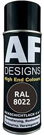 Alex Flittner Designs Peinture antirouille 4 en 1 RAL 8022 brun-noir Spray de peinture de protection pour métal en aérosol