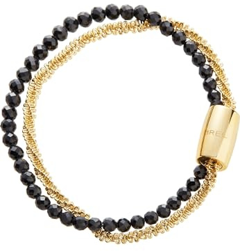 Breil, Collezione Magnetica System, Bracciale Donna Small Black Sun, in Acciaio Lucido Colorato, con Pietra Spinello Nera, Pratica Chiusura con Magnete, Colore Gold e Nero, Misura 19,5 Cm