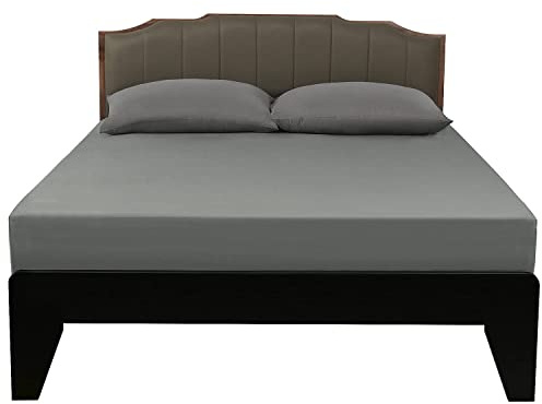 Lirex Double Cotton Fitted Sheet,100% Cotton 300 Thread Count Soft Breathable Deep Pocket up to 12 / 30cm,Dark Grey