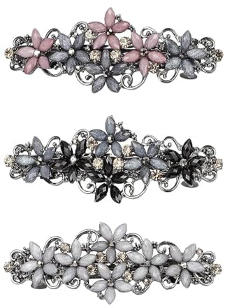 Niaciswe Vintage Haarspange mit Kristallblumen 3 Stück Blume Kristall Haarspangen Exquisite Haar Clips Haarspange mit Kristallblume Elegante Haarspangen Glänzende Haarspangen Kristall Haarspangen