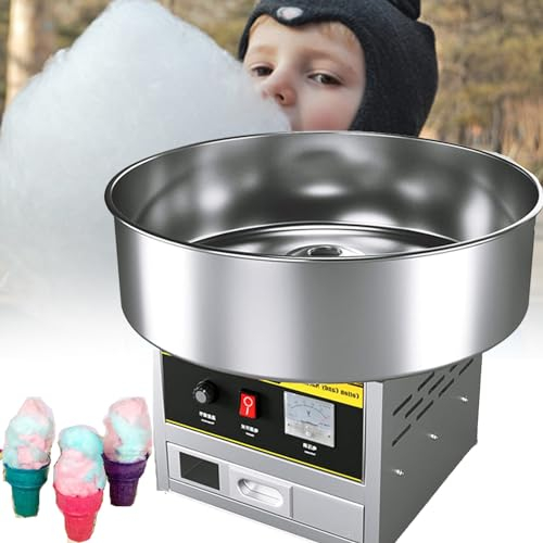 DPQYJPP Machine à Barbe à Papa Commerciale 1200W, Fabricant de Barbe à Papa Professionnel, Fabricant de Barbe à Papa électrique pour fête d'anniversaire,Silver