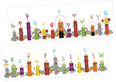 OSALADI 2blätter Alphabet Wandsticker Für Kinderzimmer Mit Bleistift-malerei Deko Abnehmbare Wandtattoos Für Warme Atmosphäre Hochwertiges Langlebig Und Farbenfroh Für Spielzimmer