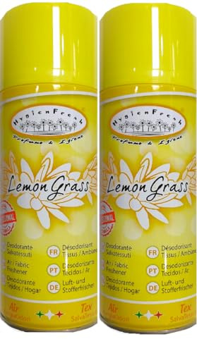 Hygienfresh Deodorante Spray 400 ML LemonGrass per Tessuti, Tende, Divani, Uffici e Ambienti (Doppio, 800, millilitro)