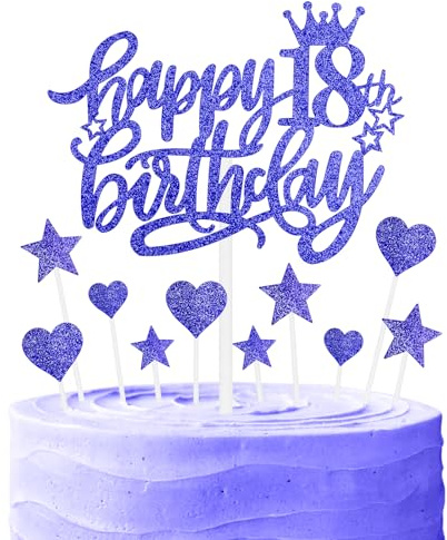 mciskin Royal Blue Happy 18th Birthday Cake Toppers for Cake, Girl Boy 18th Birthday Decorations,Personalised Cake Toppers for Girl Boy,Glitter 18 Cake Topper Cupcake Topper for Party Cake Decoration