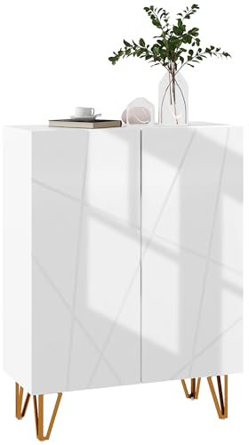 HOMCOM Narrow Shoe Cabinet with High Gloss, Slim Shoe Storage Cabinet with Soft-Close Hinges and Adjustable Shelves for 15-20 Pairs of Shoes, White