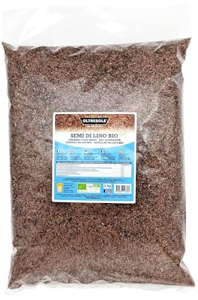 Oltresole, Graines de lin biologiques 3 kg, Graines grasses crues, entières et foncées, riches en minéraux et en fibres, idéales pour des recettes saines, source d'oméga-3, 100% naturelles