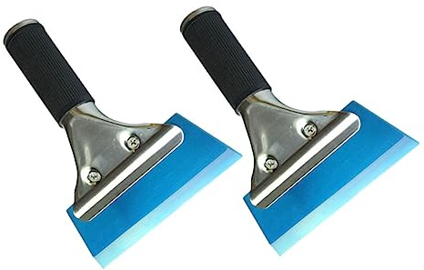 DRESSOOS Set Da 2 Raschietti Per Adesivi Auto in Gomma Antiusura Con Manico in Acciaio Inox, Strumento Rimuovi Pellicola Per Vetri, Striscia Flessibile Per Salvaguardia Carrozzeria