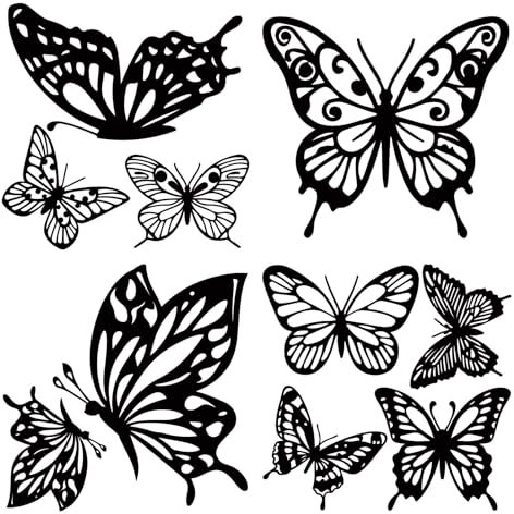 GORGECRAFT 4 st 4 stilar fjäril bilklistermärke svarta fjärilar vattentät PET reflekterande bilstötfångare dekaler kvinnor bil exteriör dekor klistermärken för SUV lastbil motorcykel dörrar väggar