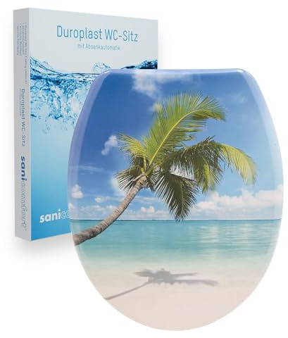 sanicomfort WC-Sitz, Duroplast, mit Absenkautomatik, Toilettensitz passend für alle handelsüblichen WC-Becken (Palm)