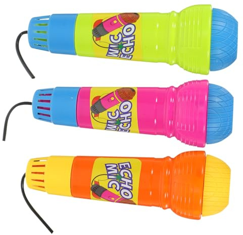 Juguete de Micrófono de Eco de Plástico Abs, 3 Piezas | Diseño Simulación Vívido, Acabado Fino y Tacto Cómodo, para Niños en Fiesta y Sincronización Labial Color Aleatorio