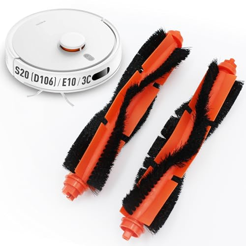 BekabA Confezione da 2 spazzole principali per Xiaomi Vacuum S20 (D106)Lunghezza-17,5 CM, 2 Spazzole di Sostituzione, Kit di Ricambio per Aspirapolvere Robot 3C/E10/Mijia Vacuum Mop 3C (C103)/3C Plus