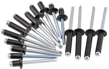 Schwarze Aluminium-Nieten, offenes Ende, Blindnieten, Blindnieten, Aluminium-Zugnieten, M3,2 x 16 mm, M5 x 6,4 mm, GB (M4 x 18 (20 Stück)