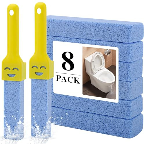 Pietra pomice detergente per WC con manico, 8 blocchi per la pulizia del WC, pietra pomice per la pulizia della pietra, pietra pomice, pietra pomice, pietra per la pulizia della toilette (8 pezzi (blu