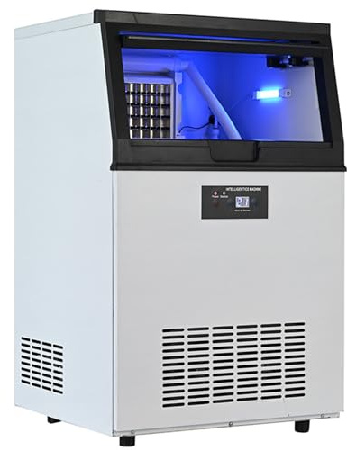 SHENGSHIYU Máquina para Fabricar Hielo 100 kg/24 h con Capacidad de Almacenamiento de 15 kg 78 Cubitos de Hielo en 15 Minutos,Maquina de Gelo Profesional para Bar Restaurante
