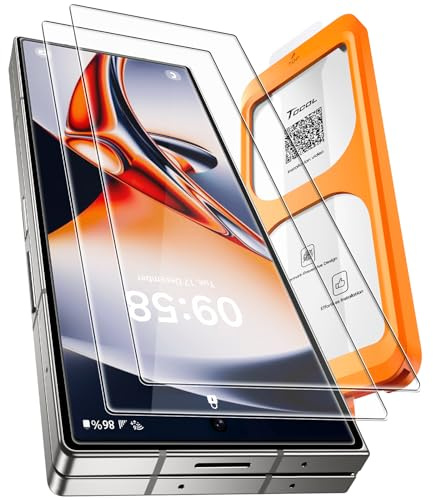 TOCOL 2-pack för Samsung Galaxy Z Fold 7 skärmskydd, omedelbar installation, 14 fot splittersäkert 9 H+ hårdhet härdat glas HD klart fullständigt täckningsskydd inga bubblor inget damm