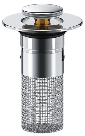 Drain Stopper for Bathroom Sink Jump Mechanism Universal Stainless Steel Anti-clog Filter Hair Catcher Silver