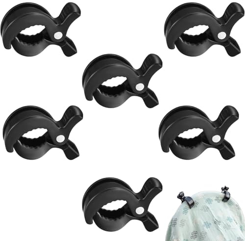 6 Pcs Baby Pram Clips - Universal Buggy Clips for Blanket & Toy Attachment - Stroller Hooks for Muslin, Canopy, Towels - Secure & Strong Pegs for Outdoor Travel Use, Fit All Stroller Types