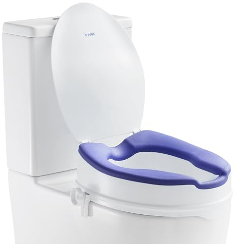 ANNWA Rehausseur de Toilette 10 cm Siège de Toilette Surélevé Charge 200 kg Rehausseur WC en PP, Verrouillage par Tige à Vis, pour Personnes Âgées, Handicapés, Patients, Enceintes(N1FYT15)