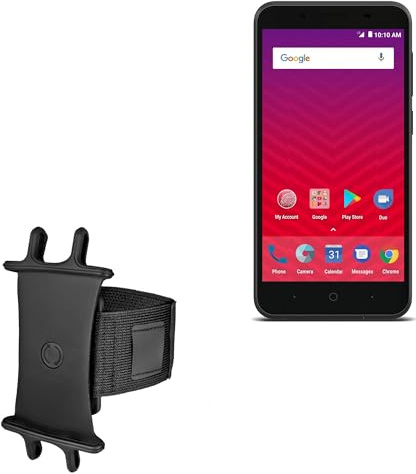 BoxWave Holster Compatible with ZTE Tempo X - ActiveStretch Sport Armband, Adjustable Armband for Workout and Running - Jet Black