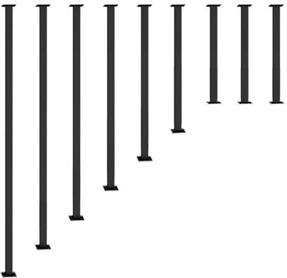 Kit corrimano regolabile in metallo per scale ringhiera in ferro battuto nero, per gradini esterni, balcone e terrazza, guardrail da parete (stile 2, 85 cm)