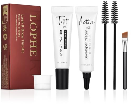 LOPHE Brow and Lash Tint, Black 2-in-1 Eyebrow Dye and Eyelash Tint for Plump Thick Lash, Fast & Easy Brow Dye Starter Kit,Waterproof Long Lasting Lasts 4 Weeks Easy to Use for Salon & Home Use