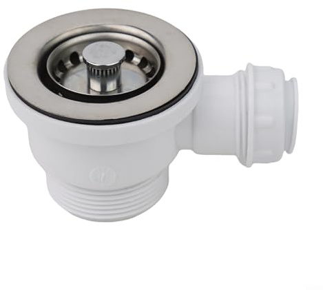 RichVibe Stainless Steel Sink Strainer Basket Waste Kit 70mm PP Flange Fits Standard Kitchen Sink Drain Opening 47-52mm for Home and Garden Use