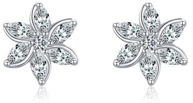 Örhängen, silver örhängen dam 925 kontakt zirkon Pave stjärnblomma 8,5 mm för avslutning smycken
