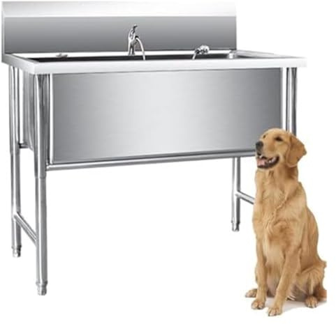 HEYDGBBZ Pet Washing Station, Pool,Dog Bathtub，Professional Commercial Grooming Tub,Stainless Steel,Large Wash(Depth 20in/50cm,47in/120cm)