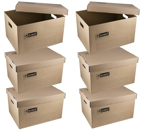 D.RECT KEEP.IT Sammelbox 2105 (6er-Set) | Archivkarton mit separatem Deckel | Für 4 Archivboxen 105 mm | Säurefreie Pappe 420 g/m² | FSC