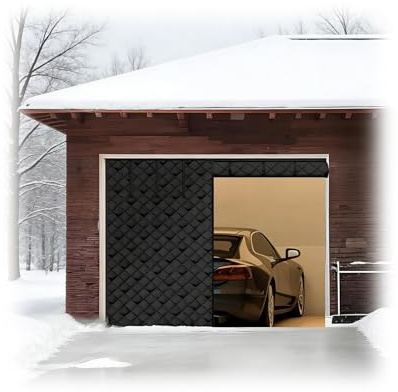 Magnetisk värmeisolerad garageportsgardin, vinterisoleringskit för garageportar, motstår kall vind och nätskydd för utomhuscarportar, verkstad(Svart,W270cm x H250cm)