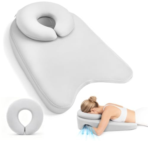 Face Down Pillow After Eye Surgery, Prone Pillow with Detachable U-shaped Neck Pillow, Adjustable Loop, Chest Pads, Soft Breathable Memory Foam, Designed for Eye Care, Vitrectomy, Retinal Surgery