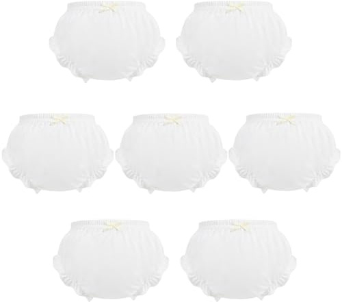 7 Pack Toddler Underwear for Baby Girls Cotton Ruffle Bloomer Toddlers Shorts Panties Kids Diaper Cover