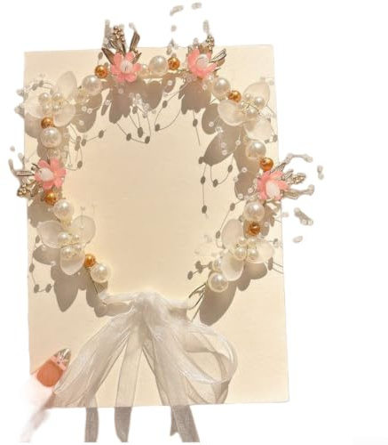 ZWEquipint Blommigt pannband för kvinnor, boho blomkrona med konstgjorda vinstockar, mjukt handgjort hårtillbehör för vår- och sommarfotograferingar och fester, rosa vitt guld blå (H)