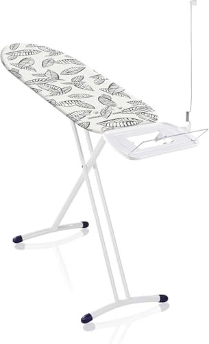 Leifheit Bügeltisch AirBoard Express M Solid, ideal für Dampfstationen, Bügelbrett mit Baumwoll-Spezialbezug für bessere Dampfverteilung, Dampfbügelbrett, ultraleichte Bügelfläche, Beige/Braun