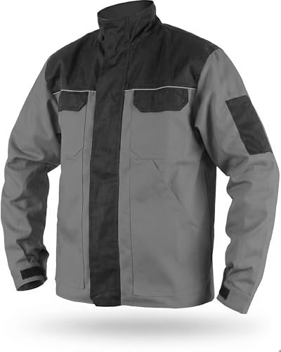 TMG Arbeitsjacke Herren mit reflektierenden Streifen – auch in Übergrößen erhältlich - atmungsaktiv & winddicht, viele Taschen und Bewegungsfreiheit für Baustelle, Werkstatt oder Alltag