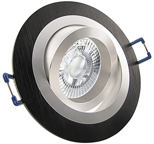 trendlights24 Noble LED Decken Einbaustrahler Schwarz 7W dimmbar 3er Set | Einbauleuchte, rund, LED Spots, GU10, 38° Abstrahlwinkel, Neutralweiß, 4000K, Spot, austauschbar, Deckenspots, schwenkbar