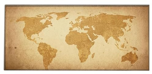 Silent Monsters Tapis de Souris XXL 90 x 40 cm, Mouse Pad Grand, Carte Globale Brune, Tapis de Souris en Tissu, antidérapant, Silencieux, Le Jeu vidéo, Bureau, Home Office, Lavable, Enroulable, Cousu