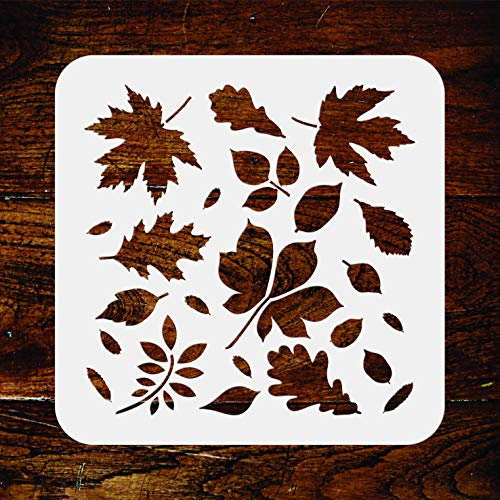 Stencil a forma di foglie, 16,5 x 16,5 cm, riutilizzabile