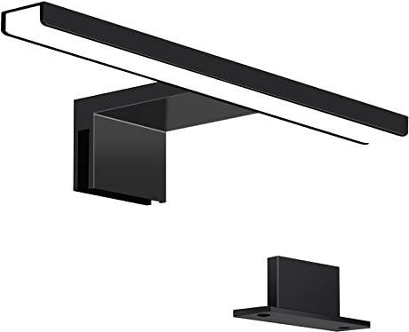 ERWEY 5W LED Lampada Specchio Bagno Nera, 30CM 400LM 6000K Bianco Freddo, Luce da Specchio per Bagno 230V Impermeabile IP44 (300mm)