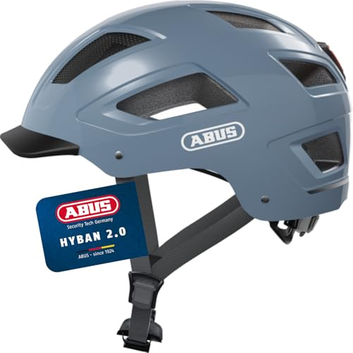 ABUS Hyban 2.0 city - casco da bici con luce posteriore, calotta rigida in ABS, buona vestibilità - per uomo e donna