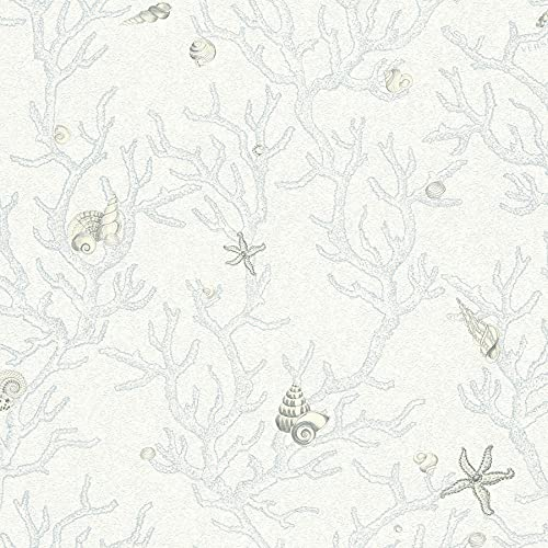 BRICOFLOR Vliestapete | Mustertapete wandtapete muster Tapete Muster - Tapete Küche Küchentapete Tapeten für Küche - Blau, Grau | 10,05 x 0,70 m = Rolle 7.04 m²