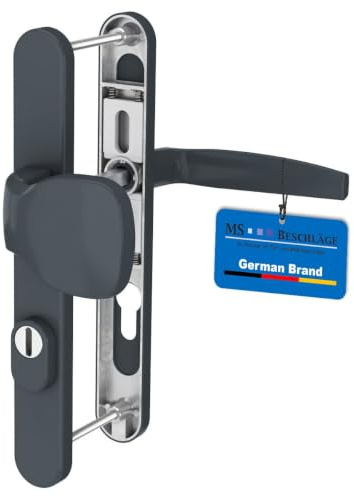 Schmalrahmengarnitur mit Kernziehschutz Anthrazit RAL7016 92mm Nebeneingangstürbeschlag Haustürbeschlag Langschildgarnitur Profilzylinder Lochung Türdrücker (Knopf/Drücker, Türstärke 39-54mm)
