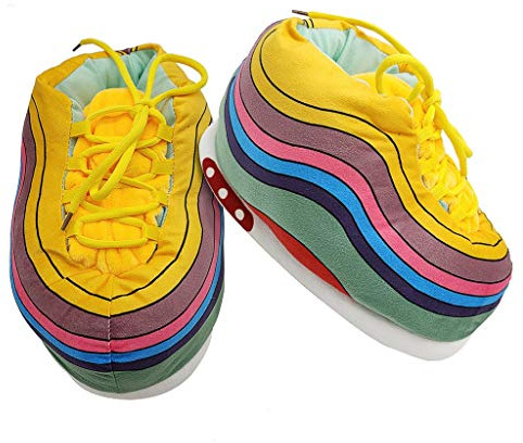 COZY KICKZ Chaussons Sneakers l Unisexe | Confortable et Stylé | Parfait pour la maison | Taille unique | (RAINBOW)